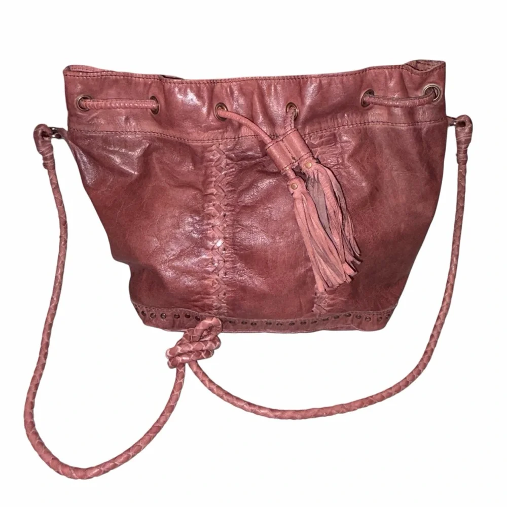 Civico 9 Brown Leather Studded Bucket Bag Purse